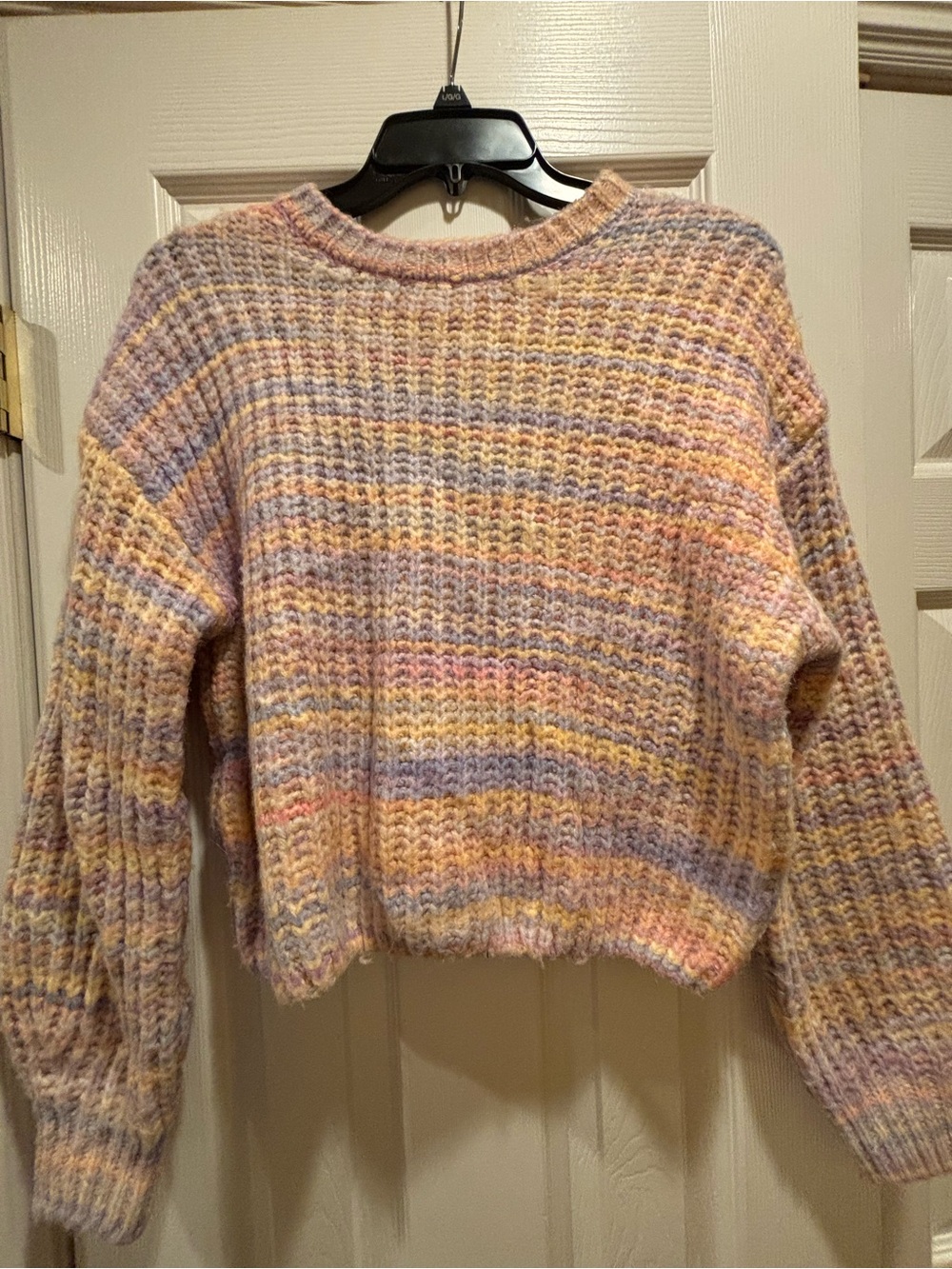 Jessica Simpson Pastel Striped Crewneck Sweater - Yellow, Lavender, Pink, Cream